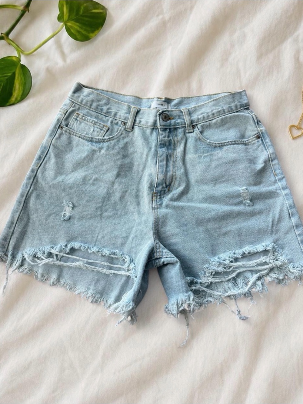 Light Blue Distressed Denim Women's Shorts